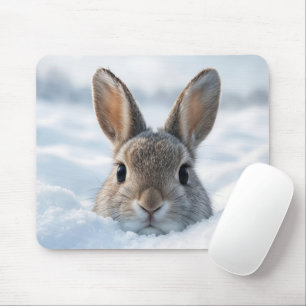 Hase in einer tiefen Schneewehe Mousepad