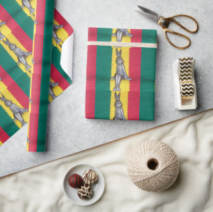 Hase in Rasta-Farben: Ein Hauch von groovy Kunstpr Geschenkpapier
