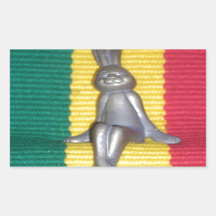 Hase in Rasta-Farben: Ein Hauch von groovy Kunstpr Rechteckiger Aufkleber