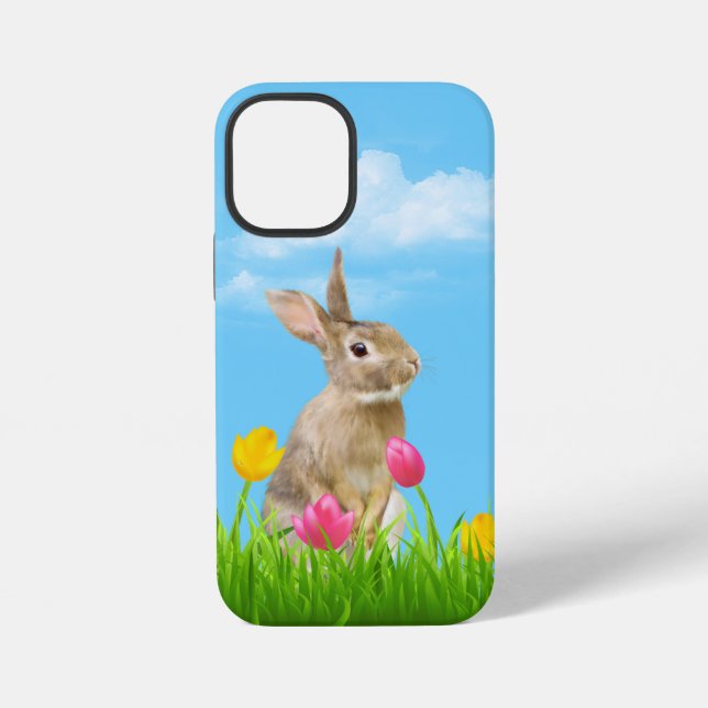 Hase in Tulpen iPhone Hülle (Rückseite)