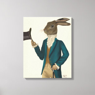 Hase in türkisfarbenem Coat Leinwanddruck