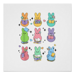 Hase liest Bücher Ostertag Bibliothekar Lehrer B Poster