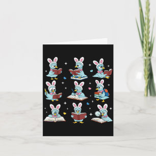 Hase liest Bücher Ostertag Bibliothekar Lehrerin Karte