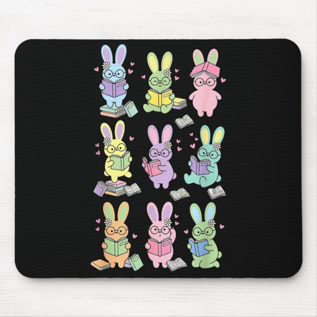 Hase liest Bücher Ostertag Bibliothekar Lehrerin Mousepad (Vorne)