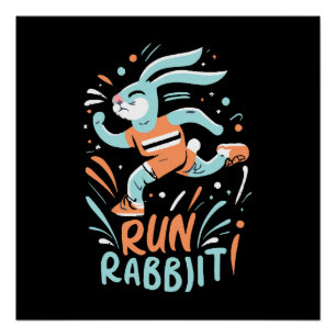 Hase Marathonläufer Häschen süß laufen Poster