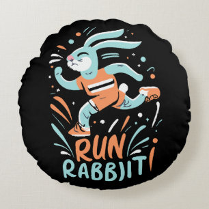 Hase Marathonläufer Häschen süß laufen Rundes Kissen