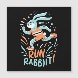 Hase Marathonläufer Kaninchen süß laufen Magnetkarte