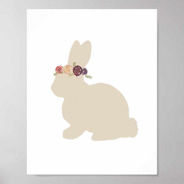 Hase mit Blume Kopfstück Tiermalerei Poster (Vorne)