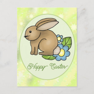 Hase mit Blumen  postkarte