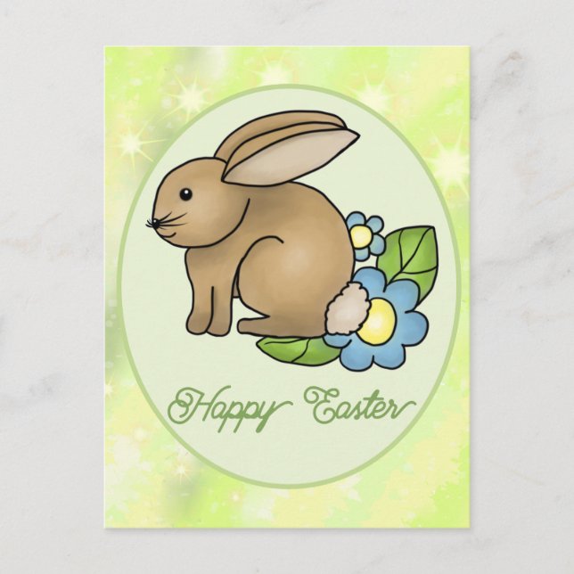 Hase mit Blumen  postkarte (Vorderseite)