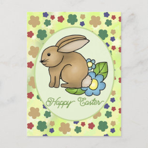 Hase mit Blumen postkarte
