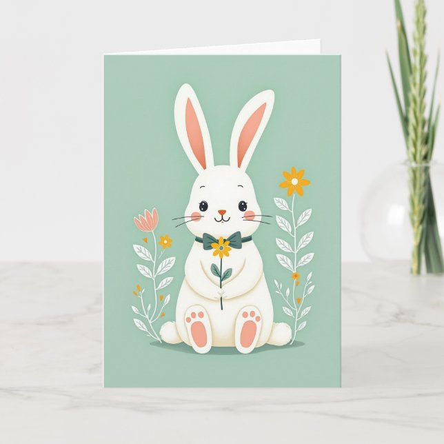 Hase mit Blumenfreund-Karte Karte (Vorderseite)
