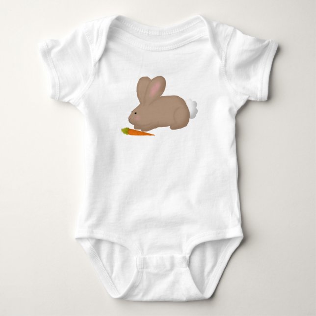 Hase mit Carrot Baby Bodysuit Strampler (Vorderseite)