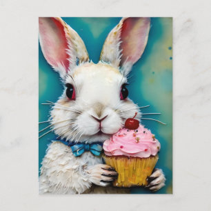 Hase mit Cupcake Postkarte