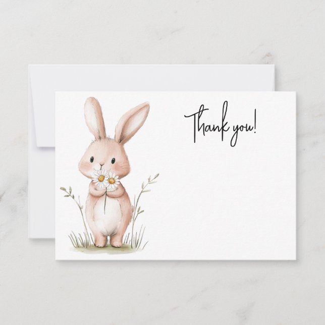 Hase mit Daisy Baby Dusche Danke Karte (Vorderseite)