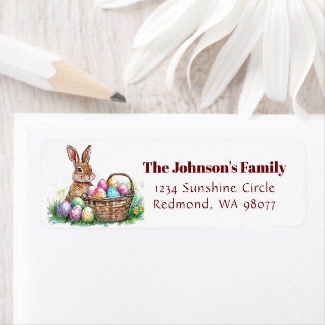 Hase mit dekorativen Eiern I florale Osteradresse (Insitu)