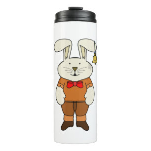 Hase mit einer Glocke im Ohr Thermosbecher