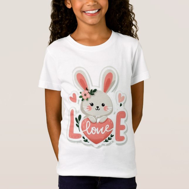 Hase mit Herz T-Shirt (Vorderseite)