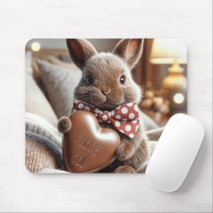 Hase mit I-Liebe Schokolade Herz Mousepad