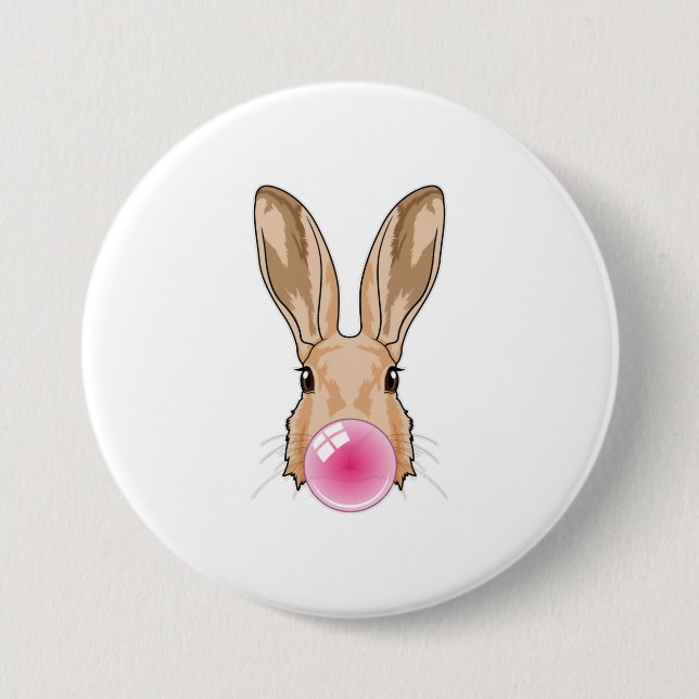 Hase mit Kaugummi Button (Vorderseite)