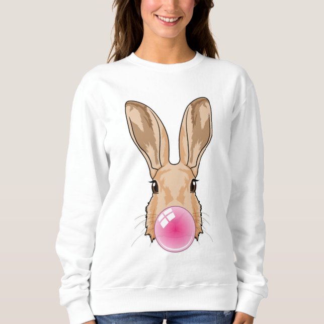 Hase mit Kaugummi Sweatshirt (Vorderseite)