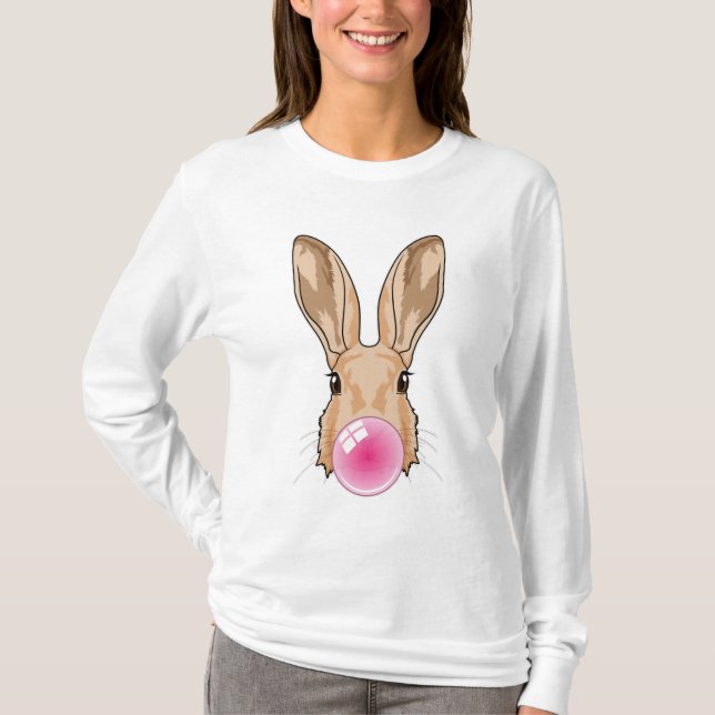 Hase mit Kaugummi T-Shirt (Vorderseite)