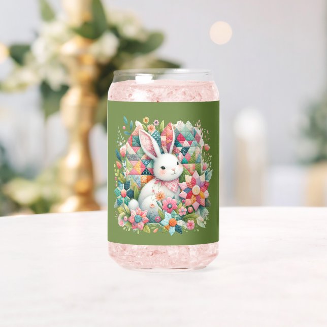 Hase mit Quilt und Blumen Dosenglas (Insitu (Hochzeit))