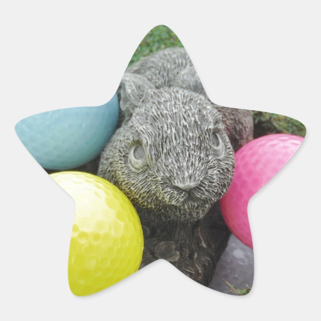 Hase mit rosa blaugelbem Ei Stern-Aufkleber (Vorderseite)