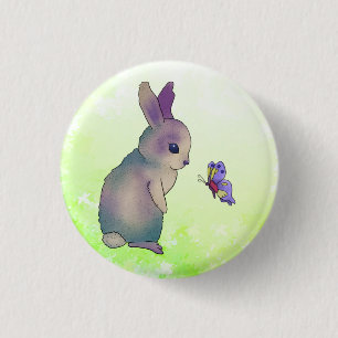 Hase mit Schmetterling Button