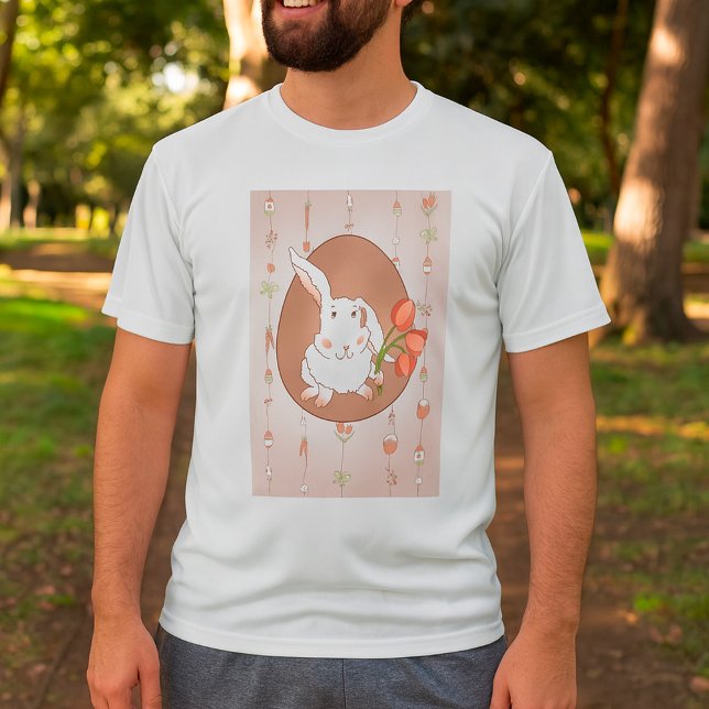 Hase mit Tulips Spring Holiday Rabbit T-Shirt (Von Creator hochgeladen)