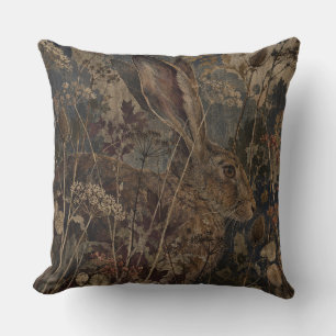 Hase Moody Vintage Botanische Tierwelt Kissen