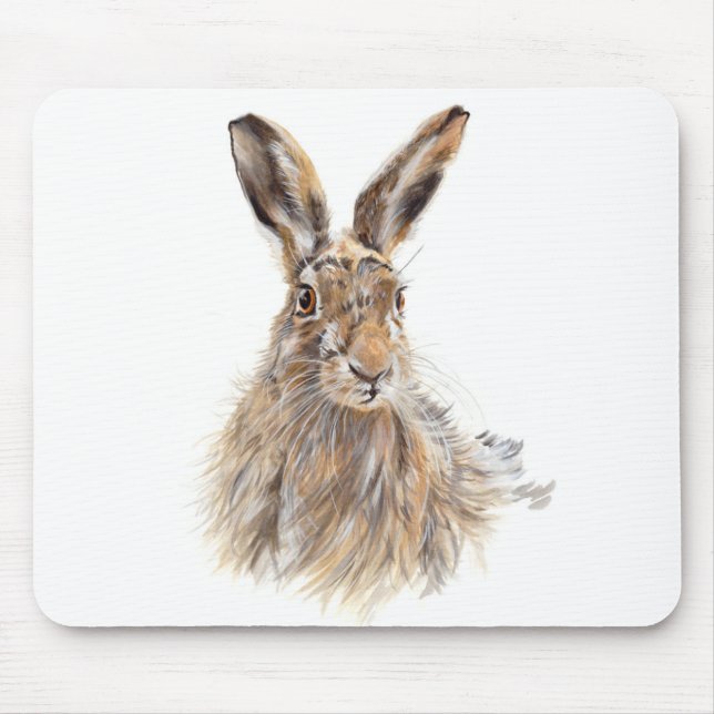 Hase-Porträt-Mausunterlage Mousepad (Vorne)