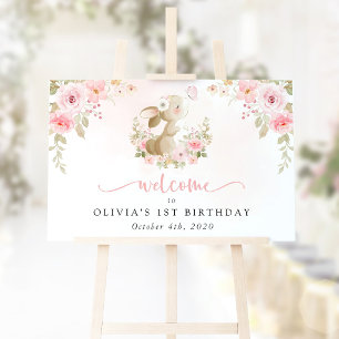 Hase, Schmetterling, Blumen, Willkommen zum ersten Poster
