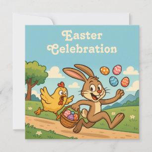 Hase stiehlt Eier   Lustige Ostereier-Suche Einladung