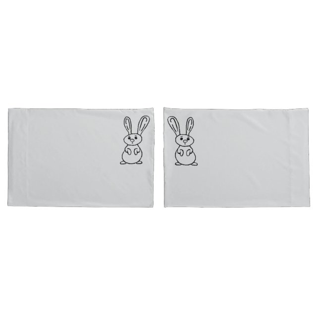 Hase umrandet hellgrau Kissenbezug-Set Kissenbezug (Rückseite-Set)