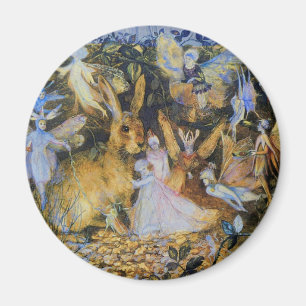 Hase und Feen vintage Märchenkunst. Magnet