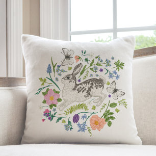 Hase und Frühlingsblumen Kissen
