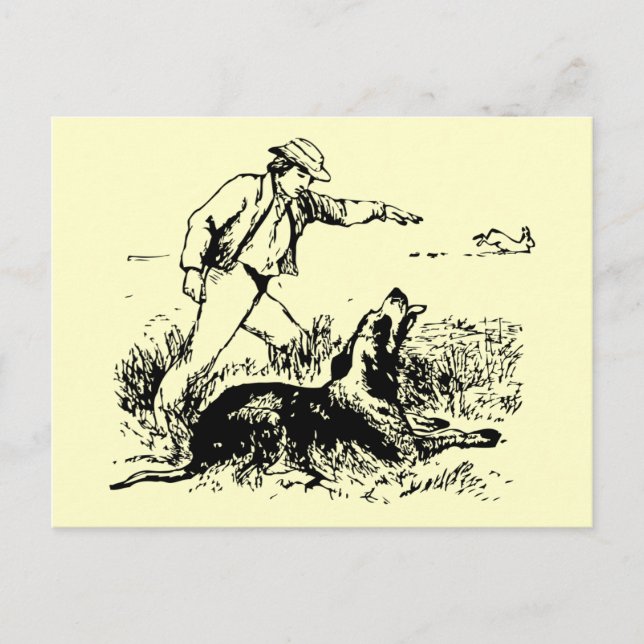 Hase und Jagdhund Postkarte (Vorderseite)