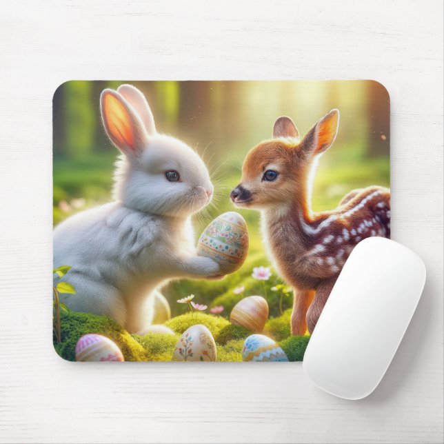 Hase und Rehkitz mit Ostereiern Mousepad (Mit Mouse)