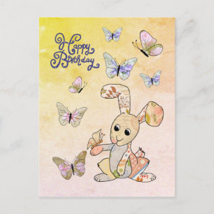 Hase und Schmetterlinge Postkarte