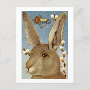 Hase und Weidenzweige Feiertagspostkarte