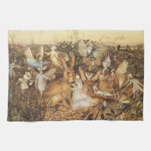 Hase unter den Feen, alte Feengeschichten Geschirrtuch
