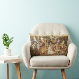 Hase unter den Feen, Vintage Feenmärchen Lendenkissen