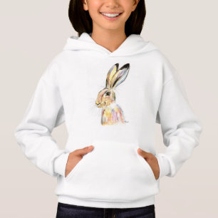 Hase Wasserfarbe Wildtier süßes Mädchen Hoodie