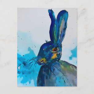 Hase Wasserfarben   Postkarte
