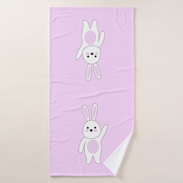 Hase. weiß und rosa badehandtuch (Badehandtuch)