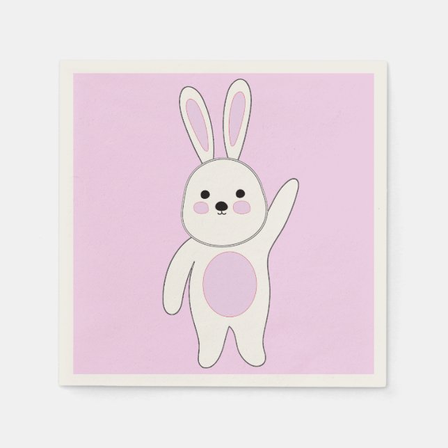 Hase. weiß und rosa serviette (Vorderseite)