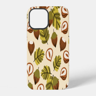 Haselnuss-Blätter Acorns Nahtloses Muster iPhone 12 Hülle