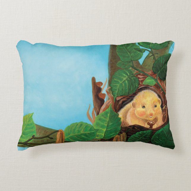 Haselnuss-Dormaus Dekokissen (Vorderseite)