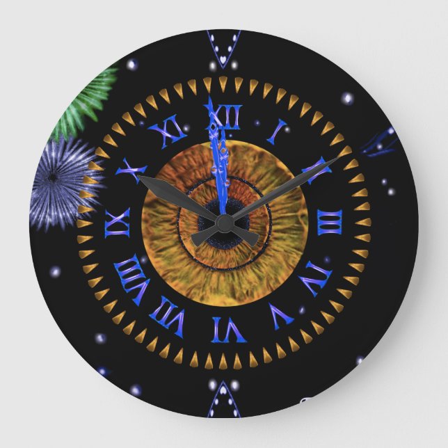 Haselnuss-Mitternachtsuhr Große Wanduhr (Vorderseite)